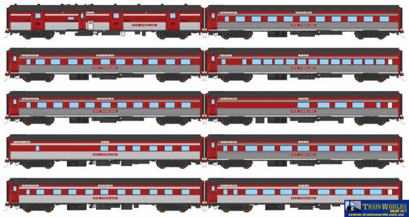 AUS-SPS07 Auscision ’The Overland’ AN Regal Red *1989-1995* (10-Car Set) HO-Scale Rolling Stock