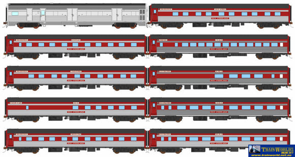 AUS-SPS08 Auscision ’The Overland’ AN/GSR Regal Red *1995-1999* (10-Car Set) HO-Scale Rolling Stock