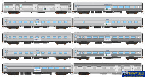 AUS-SPS09 Auscision ’The Overland’ GSR Grey & Silver with Kookaburra Logo *2000-2007* (10-Car Set) HO-Scale Rolling