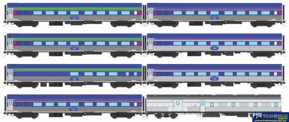AUS-SPS10 Auscision ’The Overland’ GSR Blue/Purple/Green with Emu Logo *2007-2017* (8-Car Set) HO-Scale Rolling Stock