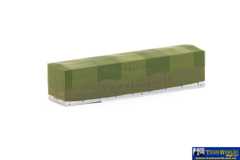 Aus-Tra21 Auscision 35’ Box Flexi-Van ’Tarped’ Trailer Bv-4 With Tnt Railtrailer Olive Tarp