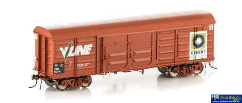 Aus-Vlv32 Auscision Vbby Box Van Vr Wagon Red With Blue Circle Cement & V/Line Logos Aligned Bogies