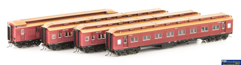 Aus-Vps29 Auscision E-Type Passenger Carriage Vr Crimson Lake (1921-1954 Era) - 4 Car Set Ho Scale