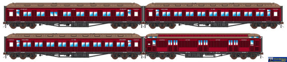 Aus-Vps39 Auscision E-Type Passenger Carriage V&sa Red - 4 Car Set Ho Scale Rolling Stock