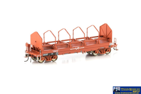 Aus-Vsw03 Auscision Csx Coil Steel Wagon Vr Red With Small Logos & Tarpaulin Support Hoops - 4 Car