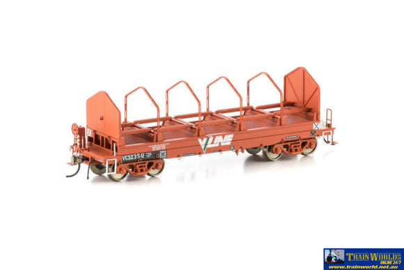 Aus-Vsw10 Auscision Vcsx Coil Steel Wagon V/Line Red With Logos & Tarpaulin Support Hoops - 4 Car