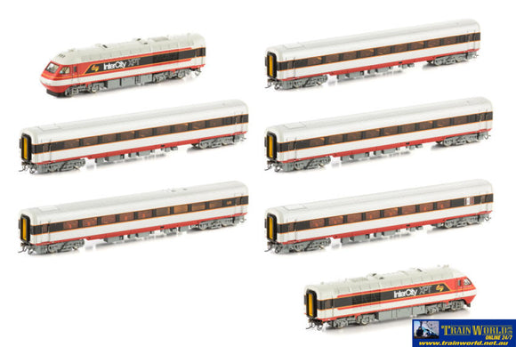 Aus-Xpt01 Xpt Passenger Train Sra Intercity Red/Grey/Black With Candy L7 7-Car Set (2-Power Cars &