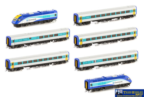 Aus-Xpt05 Xpt Passenger Train Railcorp Countrylink Blue/Teal/White 7-Car Set (2-Power Cars & 5