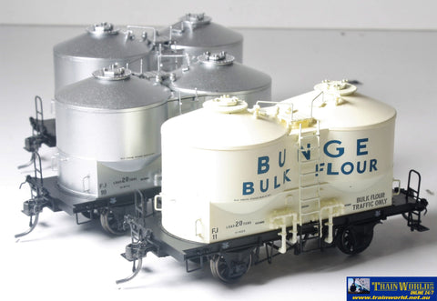 Aut-Fj04 Austrains Fj (4-Wheel) Flour-Hoppers (Pack D) Bunge Bulk Flour & Silver #fj11 Fj10 Fj12