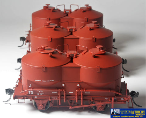 Aut-Jhopc Austrains J (4-Wheel) Cement-Hoppers (Pack C) Vr Wagon-Red #j30 J46 & J75 (3-Pack) Ho