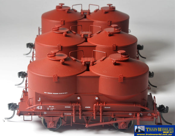Aut-Jhope Austrains J (4-Wheel) Cement-Hoppers (Pack E) Vr Wagon-Red #j43 J57 & J77 (3-Pack) Ho