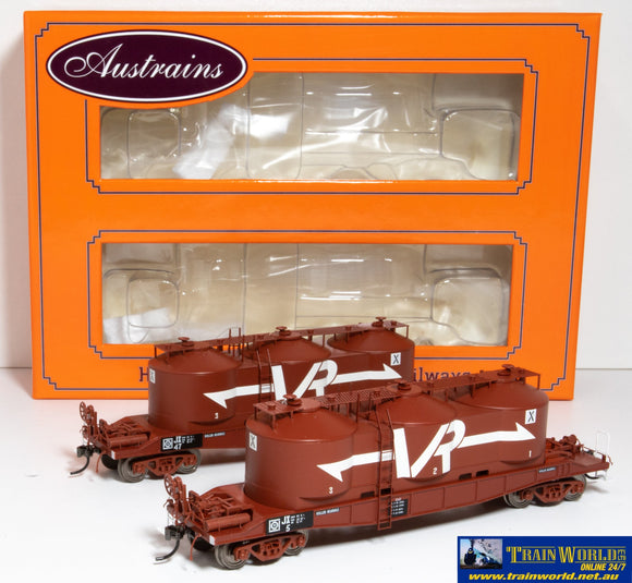 Aut-Jx001 Austrains Jx Cement-Hoppers Vr Wagon-Red #jx5 & Jx47 (Twin-Pack) Ho Scale Rolling Stock