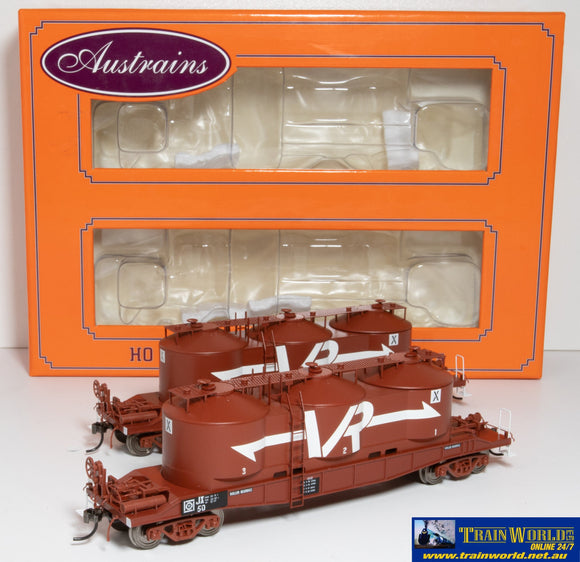 Aut-Jx002 Austrains Jx Cement-Hoppers Vr Wagon-Red #jx50 & Jx101 (Twin-Pack) Ho Scale Rolling Stock