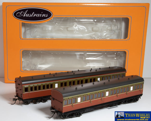 Aut-Lfxg7 Austrains Lfx/acx-Type Carriages Nswgr Tuscan & Russet (Twin-Pack) Ho Scale Rolling Stock