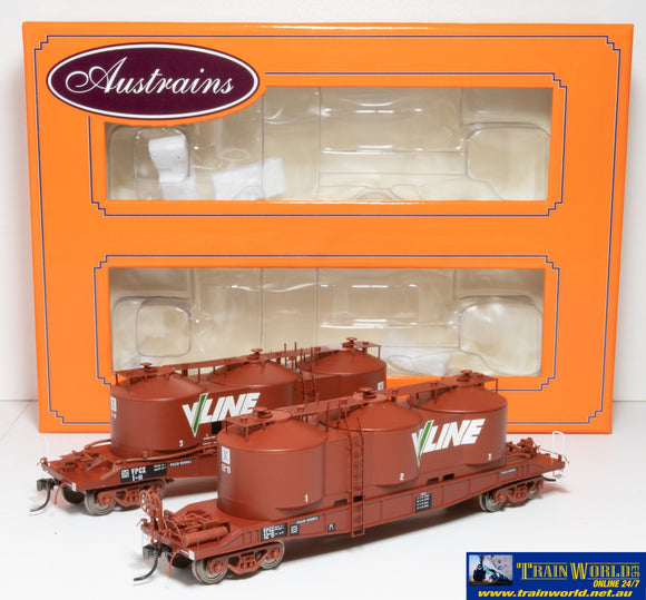 Aut-Vpcx004 Austrains Vpcx Cement-Hoppers V/line Wagon-Red #vpcx1-H & Vpcx12-B (Twin-Pack) Ho Scale