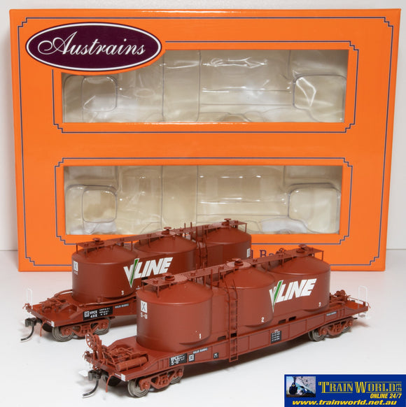 Aut-Vpcx005 Austrains Vpcx Cement-Hoppers V/line Wagon-Red #vpcx5-H & Vpcx48-K (Twin-Pack) Ho Scale
