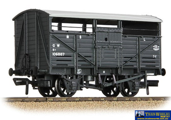 Bbl-37711D Bachmann Branchline 8T Cattle Wagon Gwr Grey Oo-Scale Rolling Stock