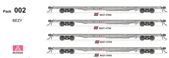 SDS-BZEY202 SDS Models Container Wagons QRN (4) HO scale