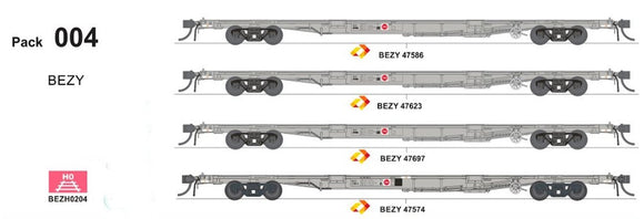 SDS-BZEY204 SDS Models Container Wagons Aurizon (4) HO scale