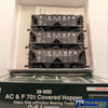COMM-E071 Used Goods KATO AC & F 70t Covered Hopper G-E Lamps (3 car) HO Scale Rolling Stock
