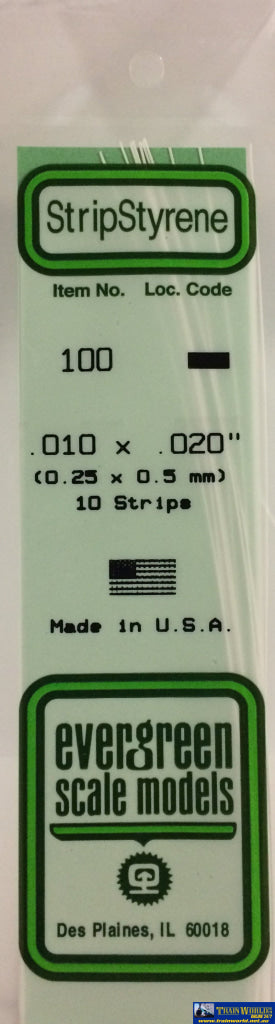 Eve-100 Evergreen Polystyrene (Strip) Opaque White 0.25Mm X 0.50Mm 350Mm (10-Pack) Scratchbuild