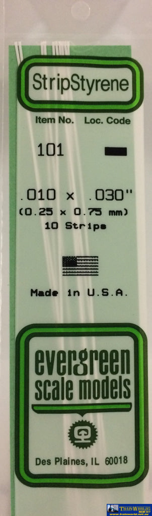 Eve-101 Evergreen Polystyrene (Strip) Opaque White 0.25Mm X 0.75Mm 350Mm (10-Pack) Scratchbuild