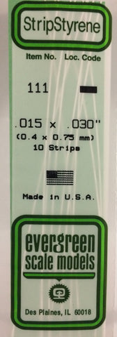 Eve-111 Evergreen Polystyrene (Strip) Opaque White 0.40Mm X 0.75Mm 350Mm (10-Pack) Scratchbuild