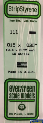 Eve-111 Evergreen Polystyrene (Strip) Opaque White 0.40Mm X 0.75Mm 350Mm (10-Pack) Scratchbuild