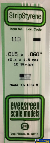 Eve-113 Evergreen Polystyrene (Strip) Opaque White 0.40Mm X 1.50Mm 350Mm (10-Pack) Scratchbuild