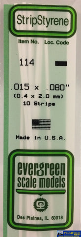 Eve-114 Evergreen Polystyrene (Strip) Opaque White 0.40Mm X 2.00Mm 350Mm (10-Pack) Scratchbuild