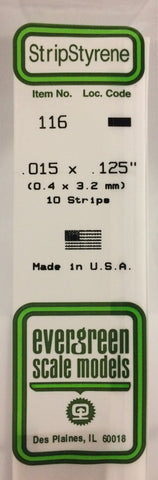 Eve-116 Evergreen Polystyrene (Strip) Opaque White 0.40Mm X 3.20Mm 350Mm (10-Pack) Scratchbuild
