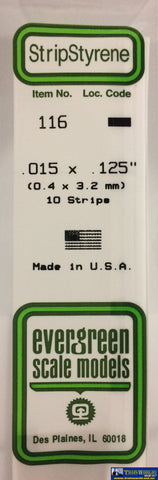 Eve-116 Evergreen Polystyrene (Strip) Opaque White 0.40Mm X 3.20Mm 350Mm (10-Pack) Scratchbuild