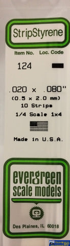Eve-124 Evergreen Polystyrene (Strip) Opaque White 0.50Mm X 2.00Mm 350Mm (1/4-Scale 1 4) 10-Pack