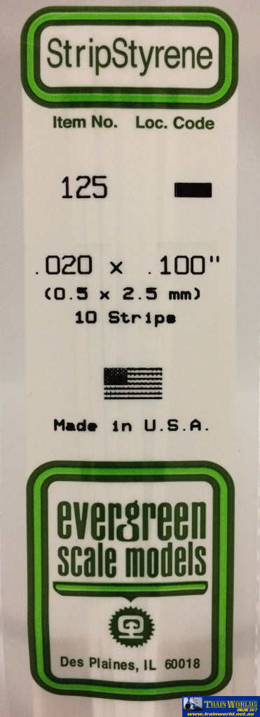 Eve-125 Evergreen Polystyrene (Strip) Opaque White 0.50Mm X 2.50Mm 350Mm (10-Pack) Scratchbuild