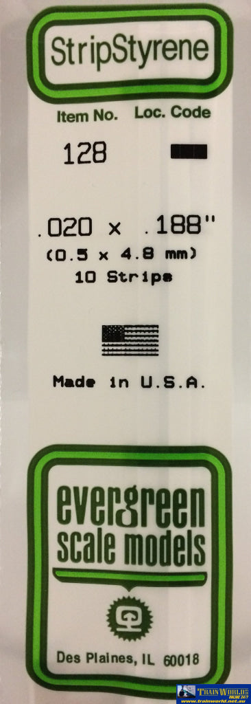 Eve-128 Evergreen Polystyrene (Strip) Opaque White 0.50Mm X 4.80Mm 350Mm (10-Pack) Scratchbuild