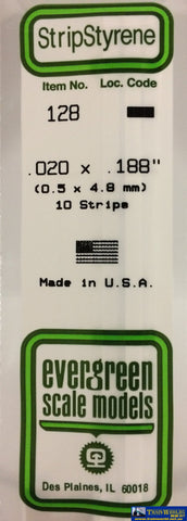 Eve-128 Evergreen Polystyrene (Strip) Opaque White 0.50Mm X 4.80Mm 350Mm (10-Pack) Scratchbuild