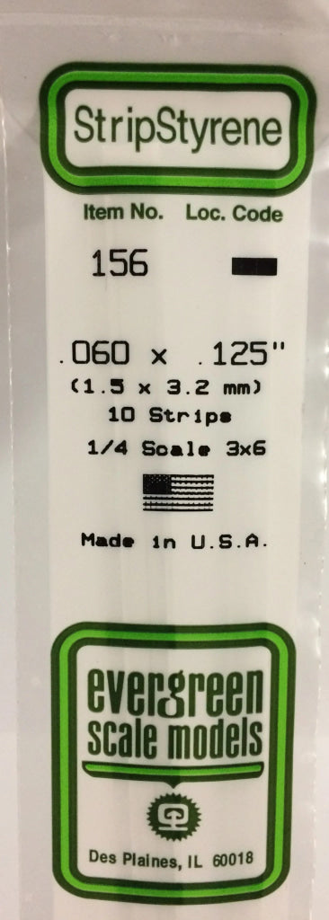 Eve-156 Evergreen Polystyrene (Strip) Opaque White 1.50Mm X 3.20Mm 350Mm (1/4-Scale 3 6) 10-Pack