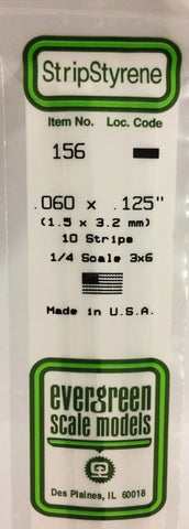 Eve-156 Evergreen Polystyrene (Strip) Opaque White 1.50Mm X 3.20Mm 350Mm (1/4-Scale 3 6) 10-Pack