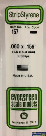 Eve-157 Evergreen Polystyrene (Strip) Opaque White 1.50Mm X 4.00Mm 350Mm (9-Pack) Scratchbuild