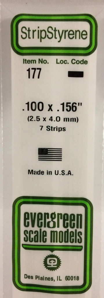 Eve-177 Evergreen Polystyrene (Strip) Opaque White 2.50Mm X 4.00Mm 350Mm (7-Pack) Scratchbuild