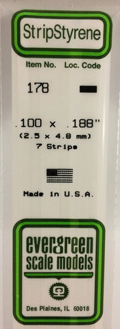 Eve-178 Evergreen Polystyrene (Strip) Opaque White 2.50Mm X 4.80Mm 350Mm (7-Pack) Scratchbuild