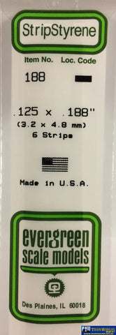 Eve-188 Evergreen Polystyrene (Strip) Opaque White 3.20Mm X 4.80Mm 350Mm (6-Pack) Scratchbuild