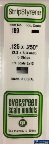 Eve-189 Evergreen Polystyrene (Strip) Opaque White 3.20Mm X 6.30Mm 350Mm (1/4-Scale 6 12) 5-Pack
