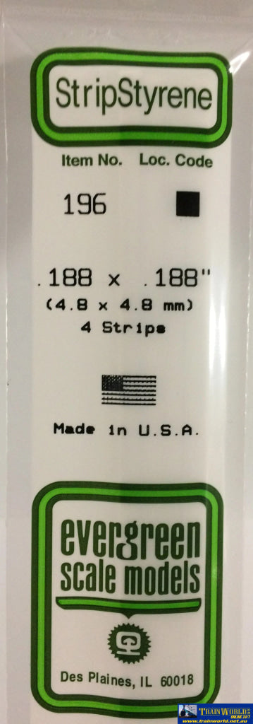 Eve-196 Evergreen Polystyrene (Strip) Opaque White 4.80Mm X 350Mm (4-Pack) Scratchbuild