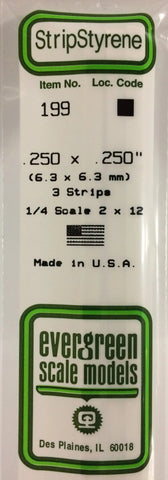 Eve-199 Evergreen Polystyrene (Strip) Opaque White 6.30Mm X 350Mm (1/4-Scale 12 12) 3-Pack