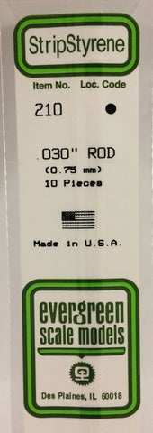 Eve-210 Evergreen Polystyrene (Rod) Opaque White 0.75Mm X 350Mm (10-Pack) Scratchbuild