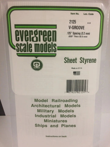 Eve-2125 Evergreen Polystyrene (V-Groove Sheet) Opaque White 3.20Mm-Spacing 0.50Mm-Thick 152Mm X