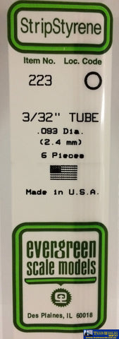 Eve-223 Evergreen Polystyrene (Tube) Opaque White 2.40Mm-(O.d) X 350Mm (6-Pack) Scratchbuild