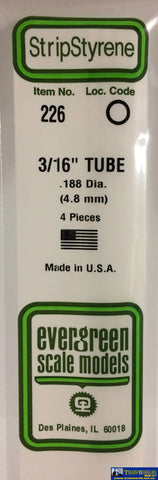 Eve-226 Evergreen Polystyrene (Tube) Opaque White 4.80Mm-(O.d) X 350Mm (4-Pack) Scratchbuild