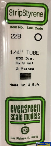 Eve-228 Evergreen Polystyrene (Tube) Opaque White 6.30Mm-(O.d) X 350Mm (3-Pack) Scratchbuild